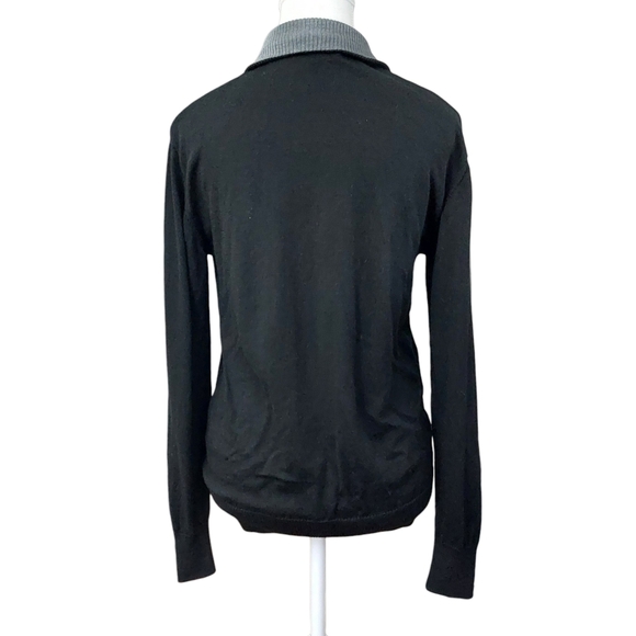 Burberry Black Label - Black Argyle Zip-up Sweater - Picture 2 of 7